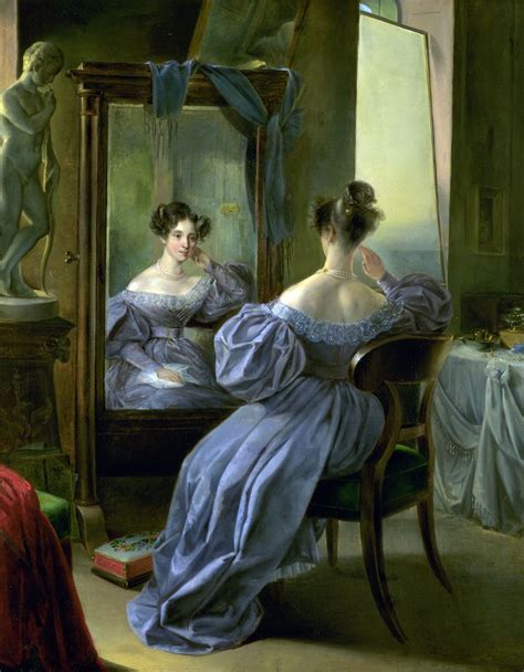 Lady In Front Of A Mirror Ferdinand Von L Tgendorff Leinburg