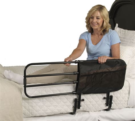 Stander Ez Home Bed Rail Length Adjustable Folding Rail Black Safety