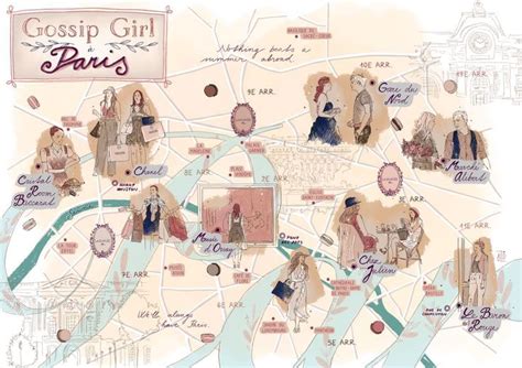 Illustrated Map Of Gossip Girl In Paris Illustrated Map Girl In