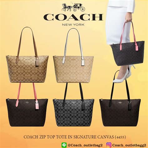 Coach Zip Top Tote In Signature Canvas 4455 Shopee Thailand