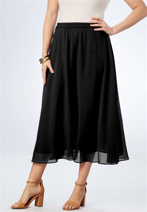 Long Georgette Skirt Plus Size Skirts Roamans