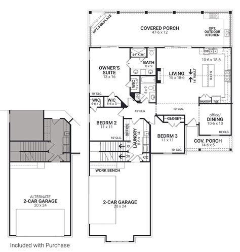 Farmhouse Style House Plan 3 Beds 2 Baths 1637 Sqft Plan 119 437