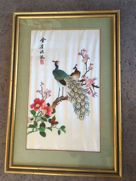 Lot 98 Of 153 Pair Of Vintage Framed Chinese Silk Embroideries Hand