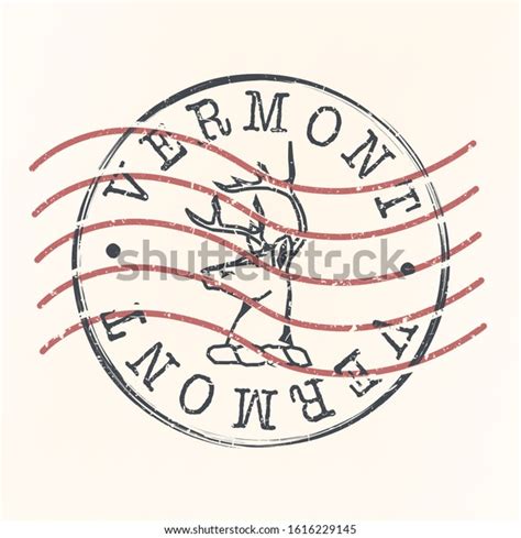 Vermont Stamp Postal Silhouette Seal Passport Stock Vector Royalty