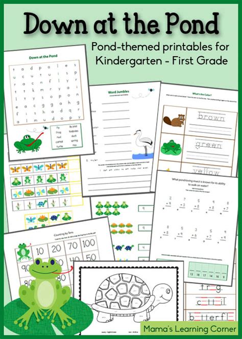Down at the Pond - Printable Packet for Kindergarten-First Grade