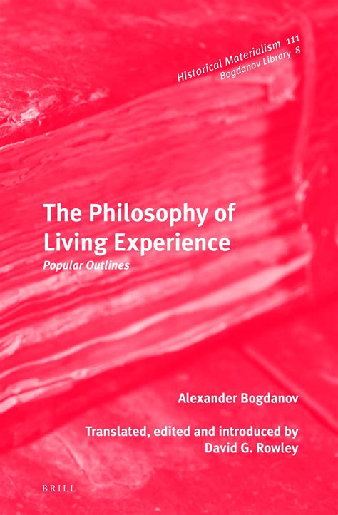 The Philosophy Of Living Experience Popular Outlines Brill