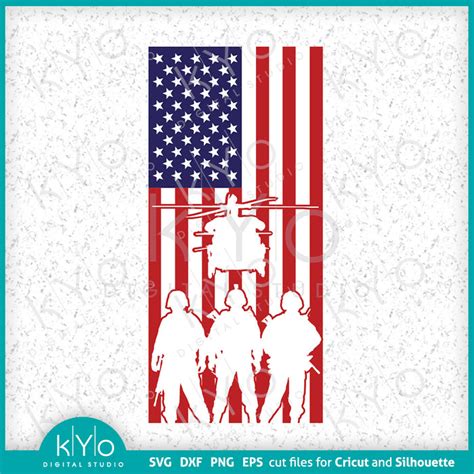 Soldiers With American Flag Cut File Flag Svg Memorial Day 4th Of