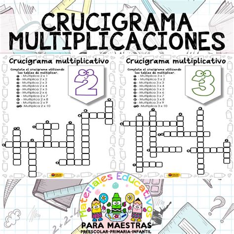 Crucigramas Tablas De Multiplicar Materiales Educativos Para Maestras