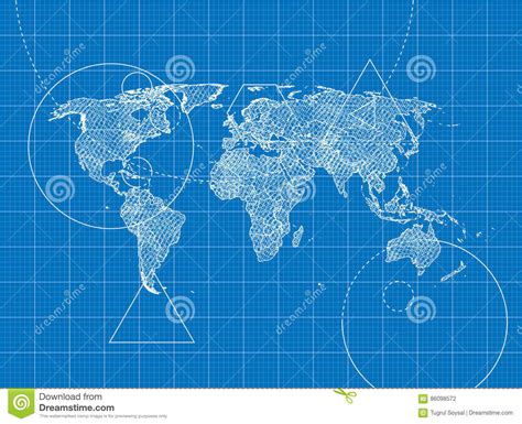 Blueprint Of World Stock Illustration Illustration Of Architect 86098572