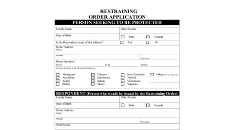 Free 8 Sample Restraining Order Forms In Pdf Ms Word