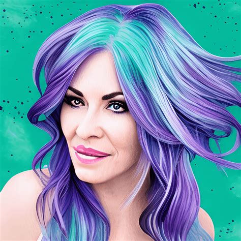 beautiful mature woman s full face with wavy aqua and lavender · creative fabrica