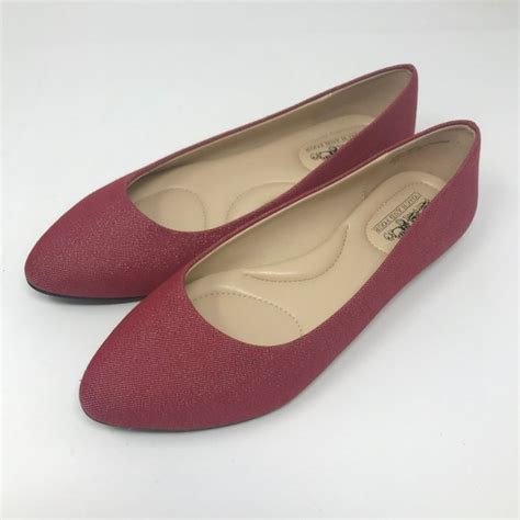 Coach And Four Shoes Coach And Four Red Denim Ballet Flats Shoes