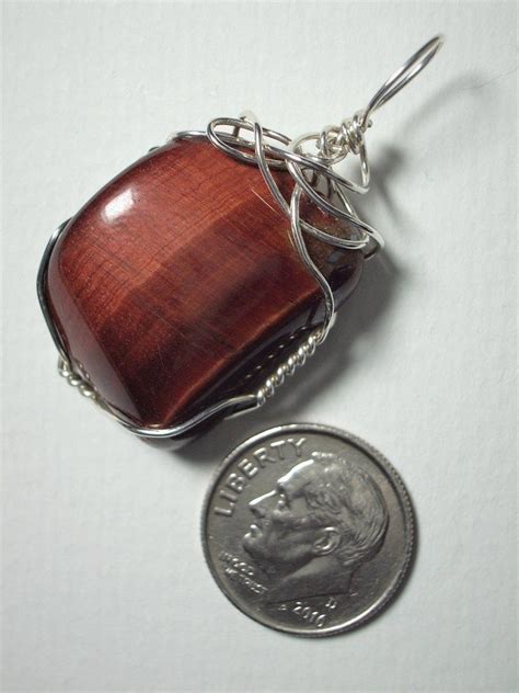 Red Tiger S Eye Pendant Wire Wrapped 925 Sterling Silver Jemel Red
