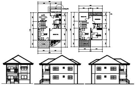 Floor Plan Of 2 Storey House 800mtr X 1180mtr With Detail Dimension