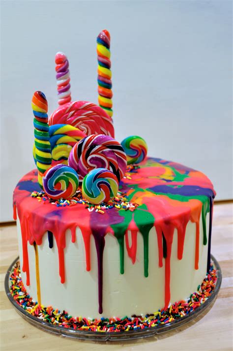 Candy Birthday Cakes Rainbow Cake Drip Cakes