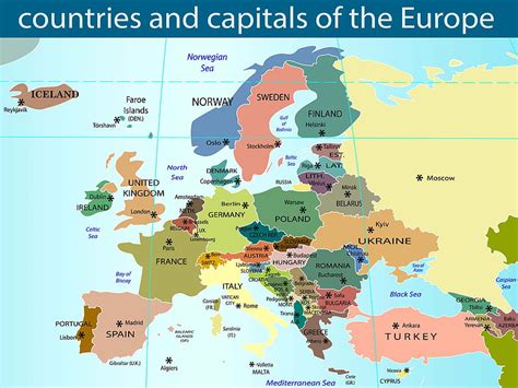 Map Of Europe Countries And Capitals World Map With Capital Hd