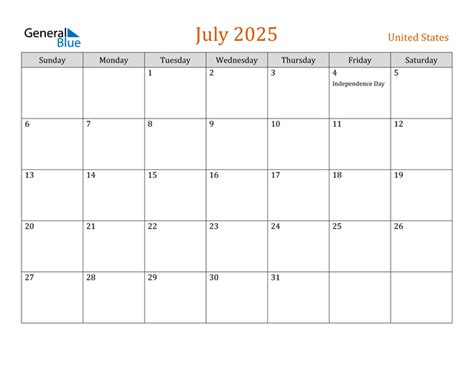 July 2025 Calendar With United States Holidays