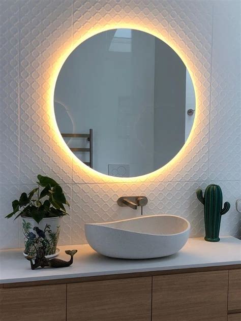 Twilight Round Bathroom Mirror With Led Light Backing Backlit Tg