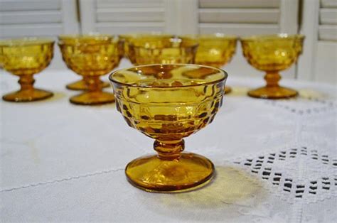 Vintage Amber Glass Sherbet Cup Set Of 8 Champagne Glass
