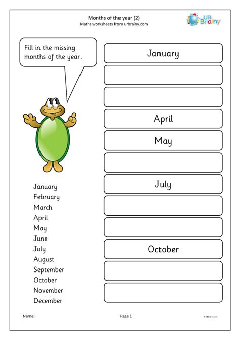 Months Of The Year Worksheet Worksheets For Kindergarten