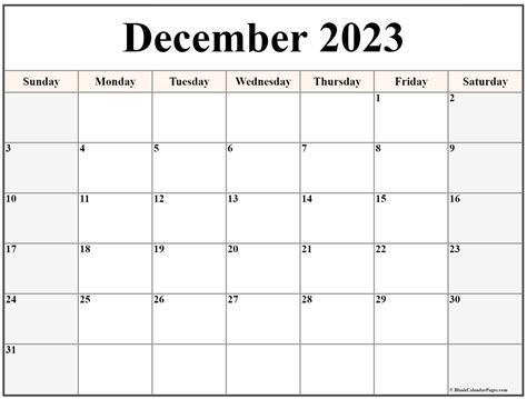 December Calendar 2023 Free Printable
