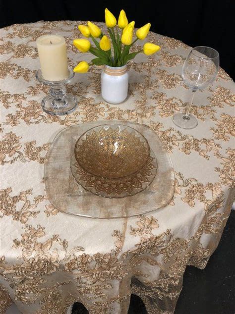 Gold Lace Tablecloth Gold Table Overlay Lace Table Overlay Etsy Wedding Table Runners Gold