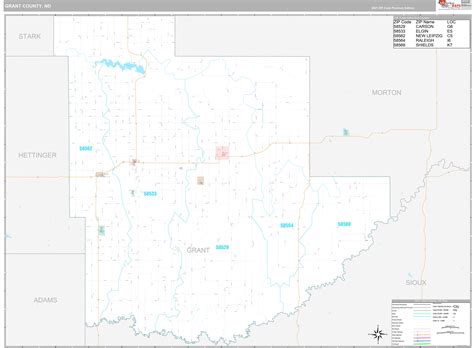 Grant County Nd Wall Map Premium Style By Marketmaps