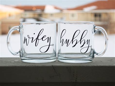Wifey And Hubby Clear Coffee Mugs Mr And Mrs Coffee Mugs Etsy