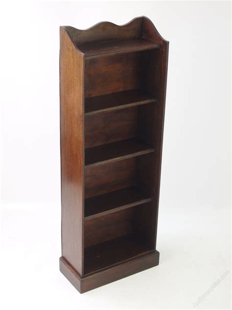 Tall Slim Edwardian Oak Open Bookcase Antiques Atlas