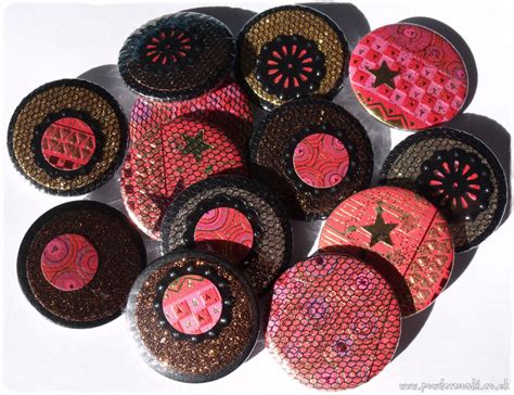 Sparkly Red Gold Bronze And Black Badges Powder Monki