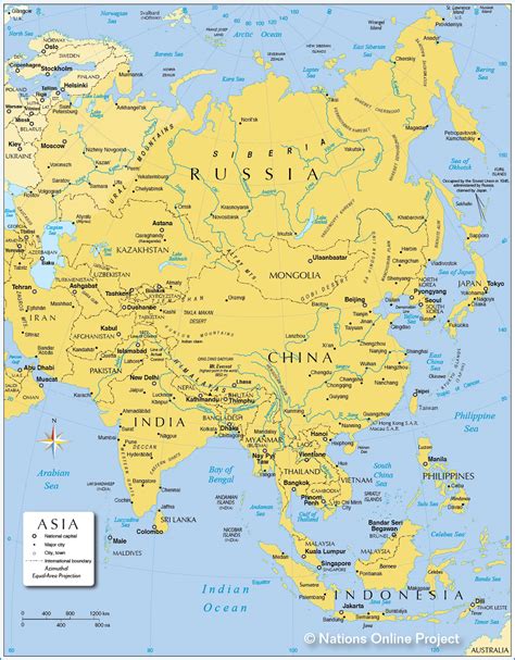Asia Map With Country Names And Capitals Maps For You