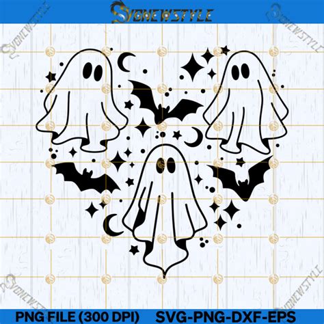 Creepy Ghost In Heart Svg Spooky Ghost Svg Ghost In Heart Illustration