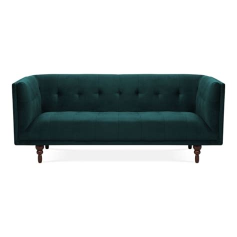 Dark Teal Velvet Marlon 3 Seater Sofa Mid Century Furniture