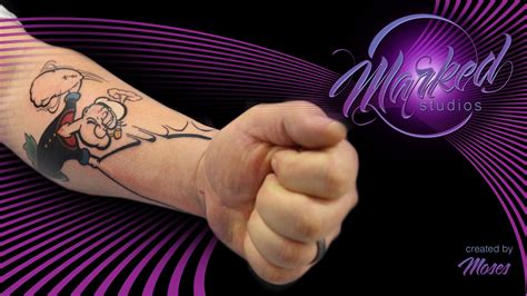 Popeye Arm Hand Mash Up Forearm Punch Color Tattoo Artist Tat Tats Ink