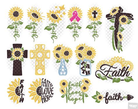 Sunflower Faith SVG with PNG, DXF, EPS, JPG • OhMyCuttables