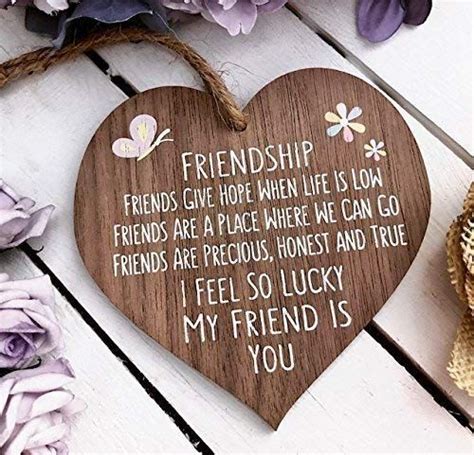 Have their favorite joke engraved on an object! I'm Lucky My Friend Is You Wooden Hanging Heart Friendship ...