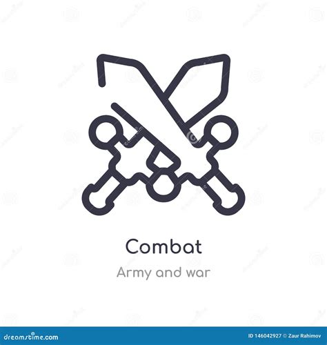 Combat Outline Icon Isolated Line Vector Illustration From Army And