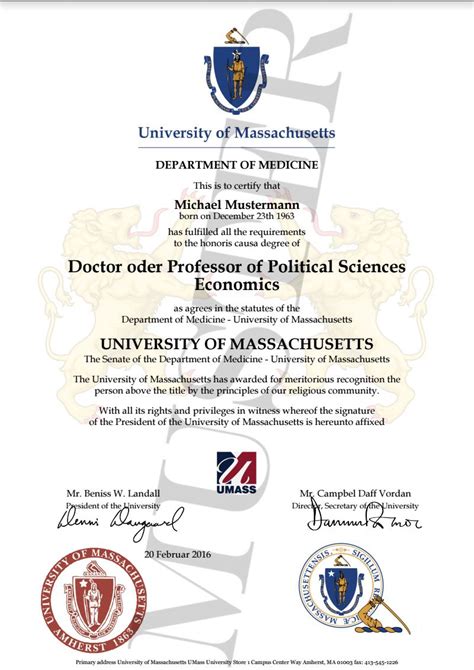 Doktortitel Kaufen Massachusetts University Berufszertifikate