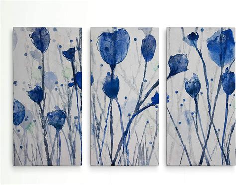 Amazon Com Renditions Gallery Blue Day Garden Gallery Wrapped Canvas Panel Flower Wall Art