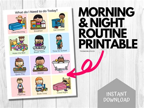 Morning And Nighttime Routine Chart For Kids Toddlers Etsy
