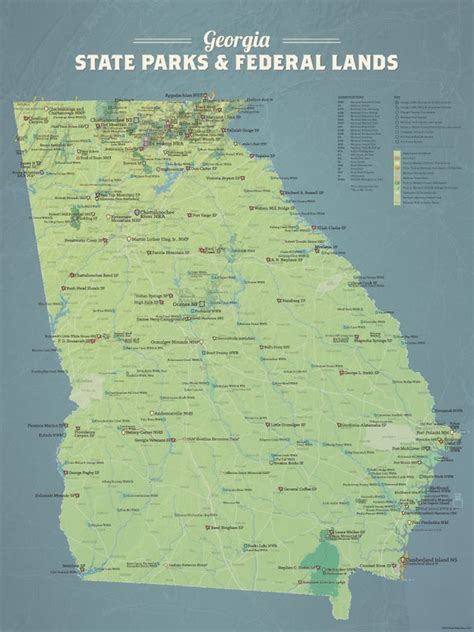 Georgia State Parks And Federal Lands Map 18x24 Poster Best Maps Ever