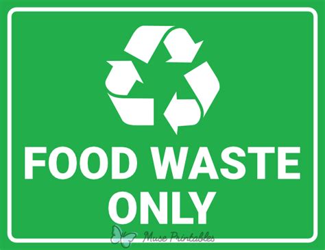 Printable Food Waste Only Sign
