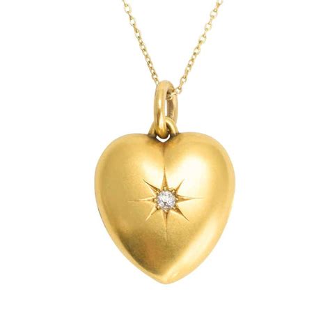 Antique Victorian Diamond Puffed Heart Locket Pendant At 1stdibs