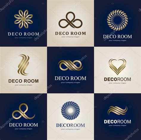 A Collection Of Logos For Interior Decor And Home Decoration — Stock