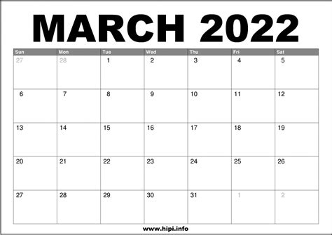 March 2022 Calendar Free Printable Calendar Templates March 2022