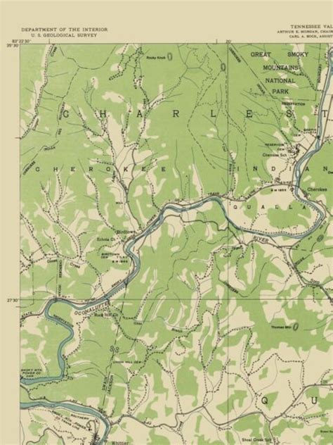 Topo Map Whittier North Carolina Quad Usgs 1935 2300 X 3067 Ebay