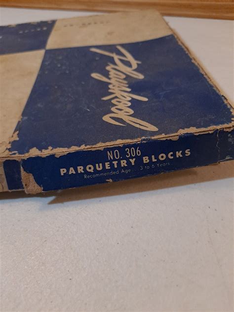 Vintage 1950s Playskool Wood Parquetry Blocks With Box 306 Ebay