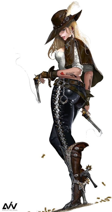 Artstation Sheriff Ain Fantasy Art Women Warrior Woman Cowgirl Art