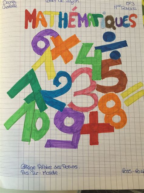 Page De Garde Cahier De Maths 5Eme