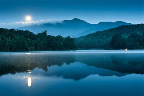 Blue Ridge North Carolina Full Moon Mountain Reflections Photograph By